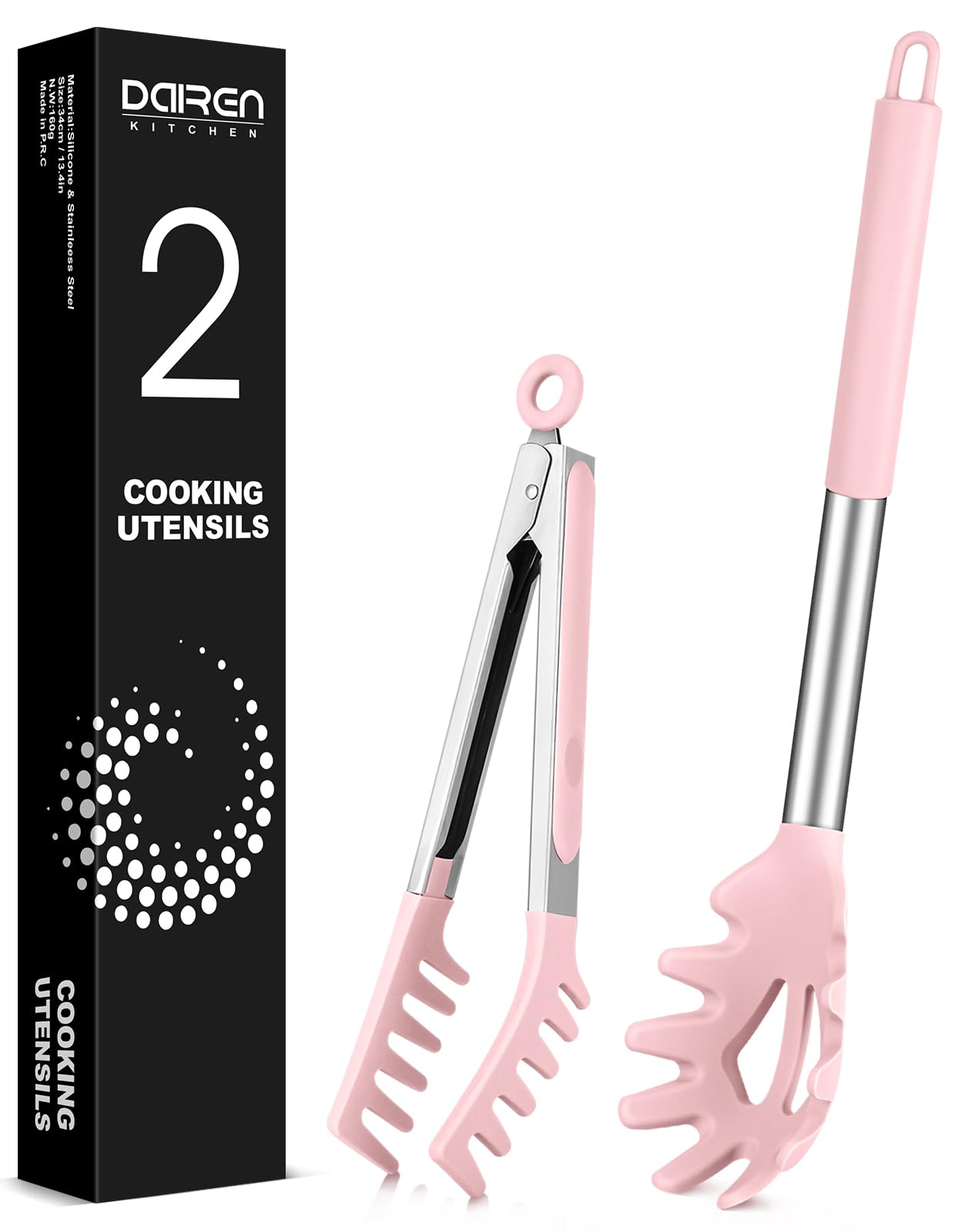 Silicone Spaghetti Spoon and Pasta Tong, Server Fork with teeth,10" & 13"